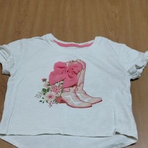 Cynthia Rowley White Tee with Pink Floral Boot Design